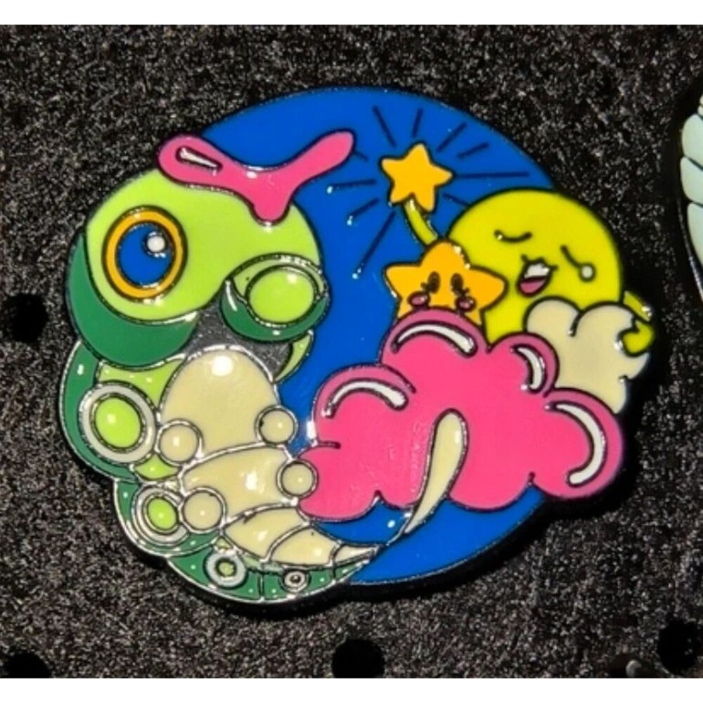 Pokemon caterpillar cute green enamel pin
